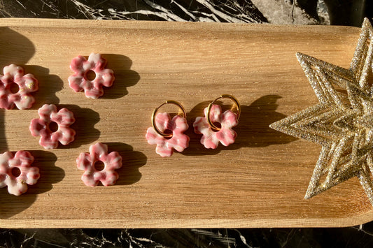 Pampilles Hibiscus - Marbré rose & blanc